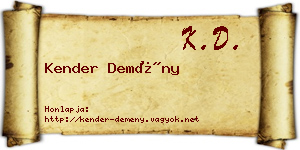 Kender Demény névjegykártya